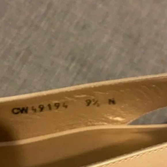 Stuart Weitzman Parchment Patent Leather Peep Toe with Criss Cross Design*** - Picture 5 of 5